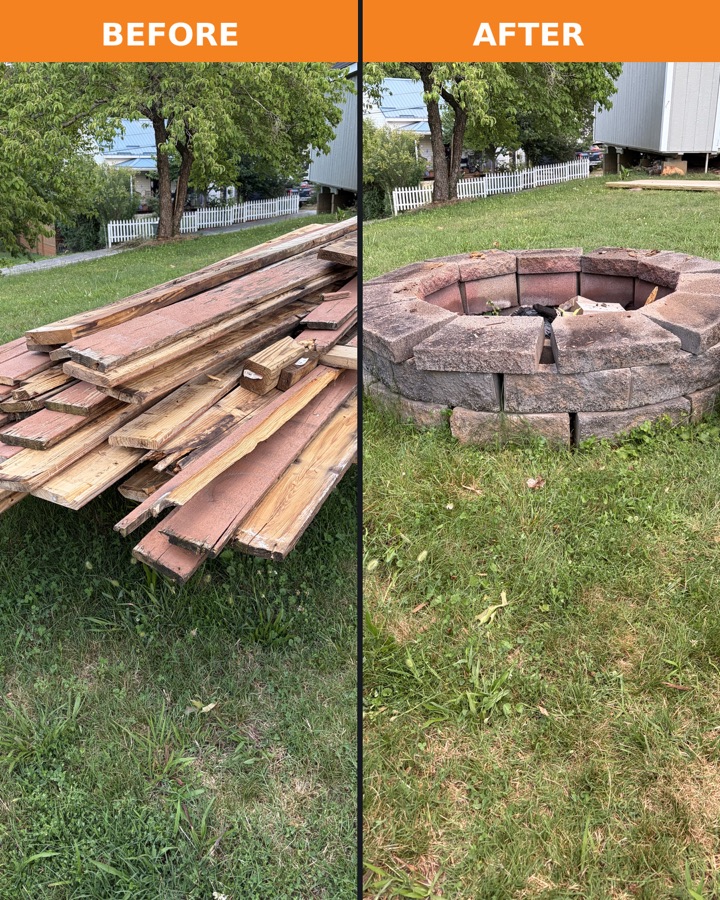 Before and after deck board removal by TriCities Junk Pros